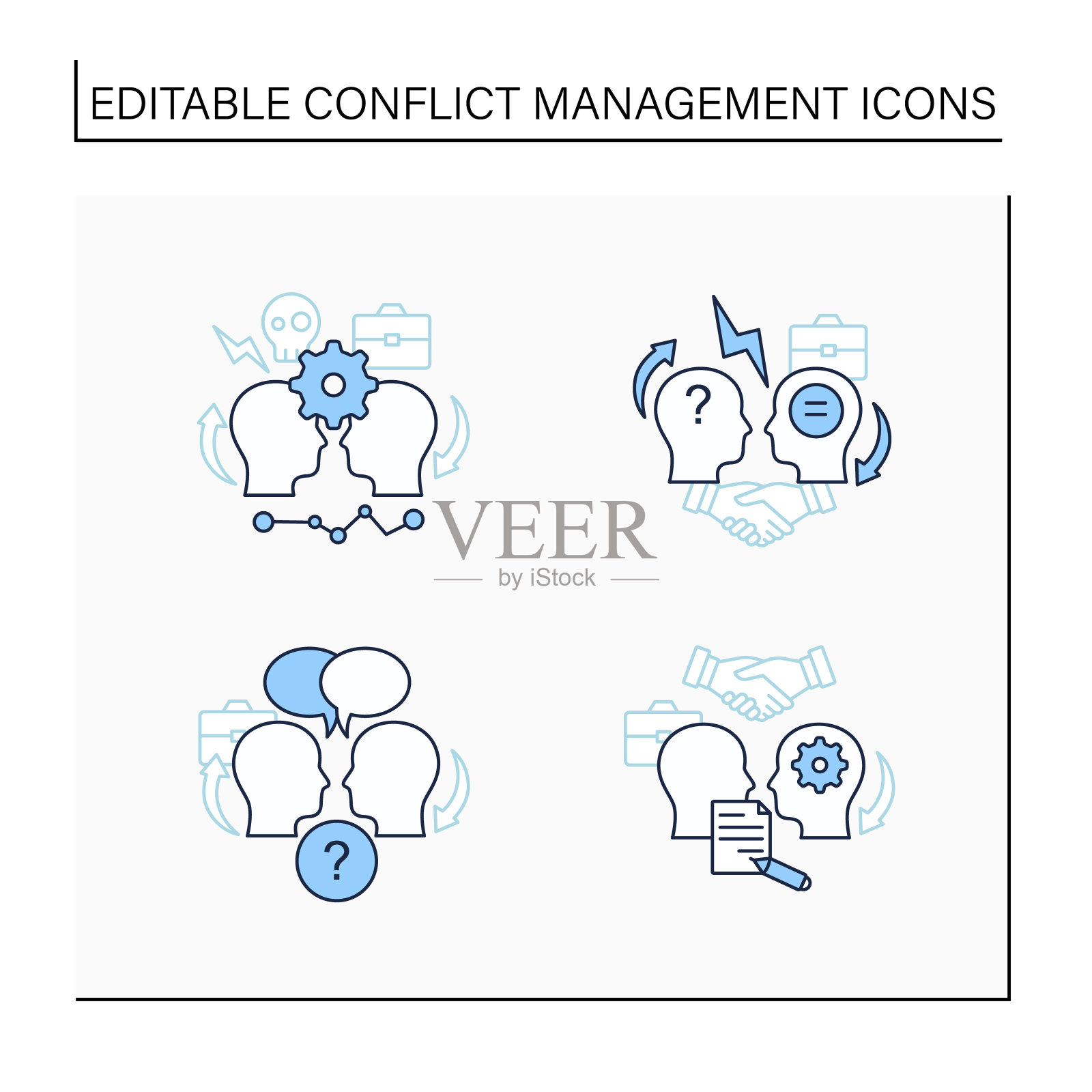 冲突管理线图标集图标素材