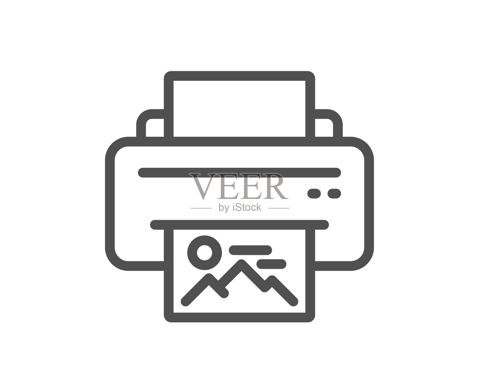 打印图像行图标。照片打印机的迹象。向量图标素材