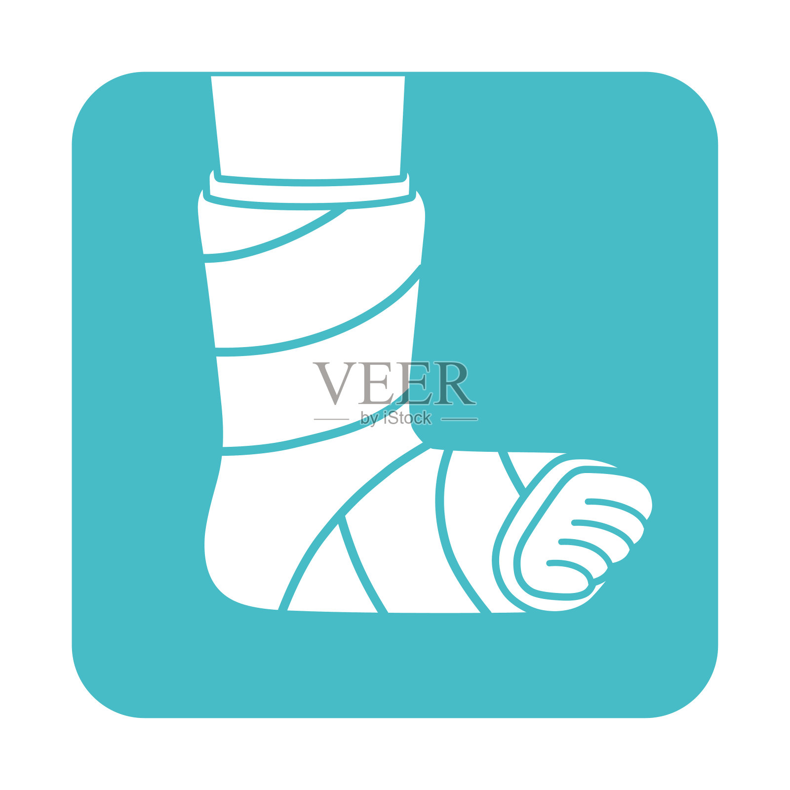 断腿，骨折，整形石膏石膏平标。插画图片素材