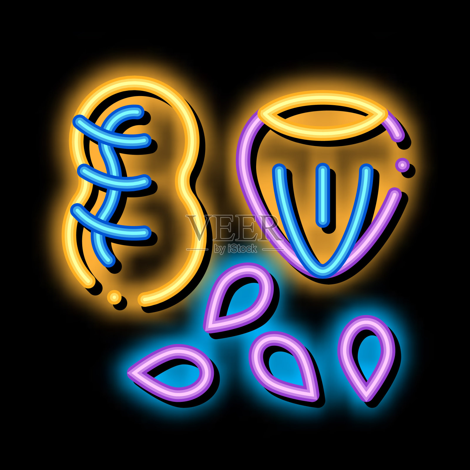 分类健康食品坚果霓虹灯图标插图插画图片素材