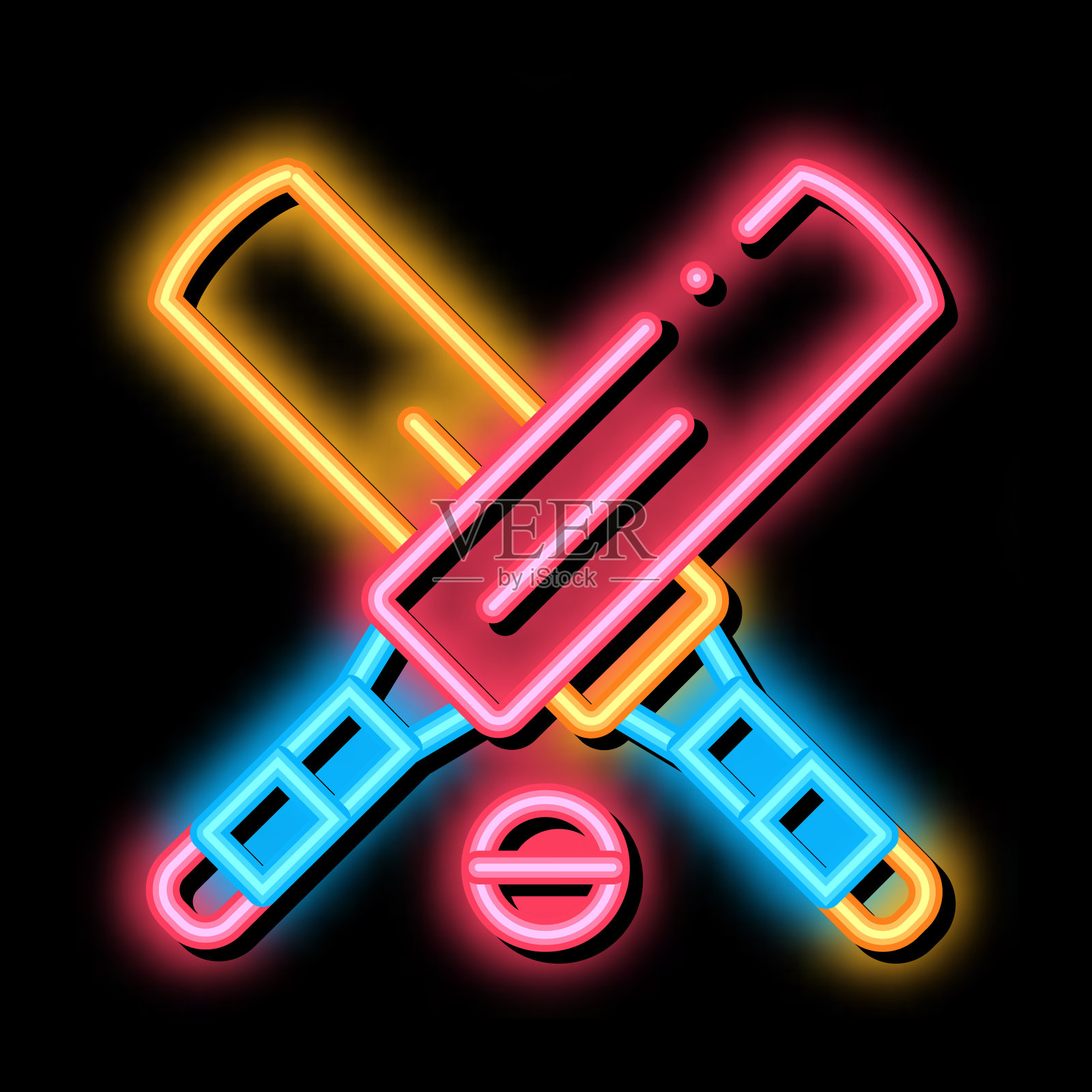 蝙蝠与球霓虹灯图标插图插画图片素材