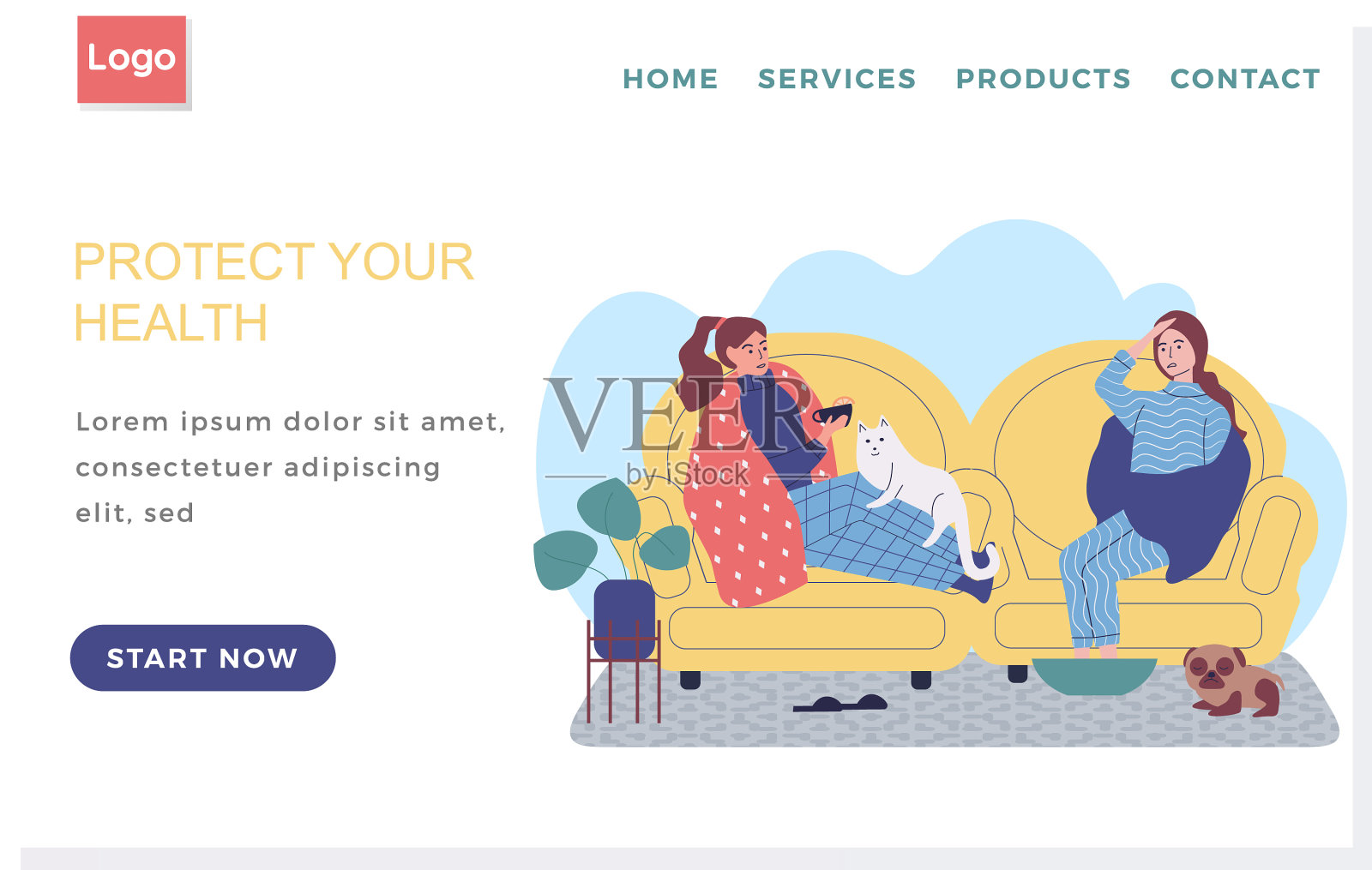 互联网网站布局保护人类健康设计模板素材