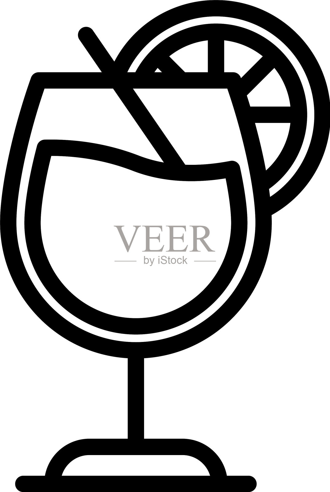 波旁鸡尾酒图标轮廓风格插画图片素材