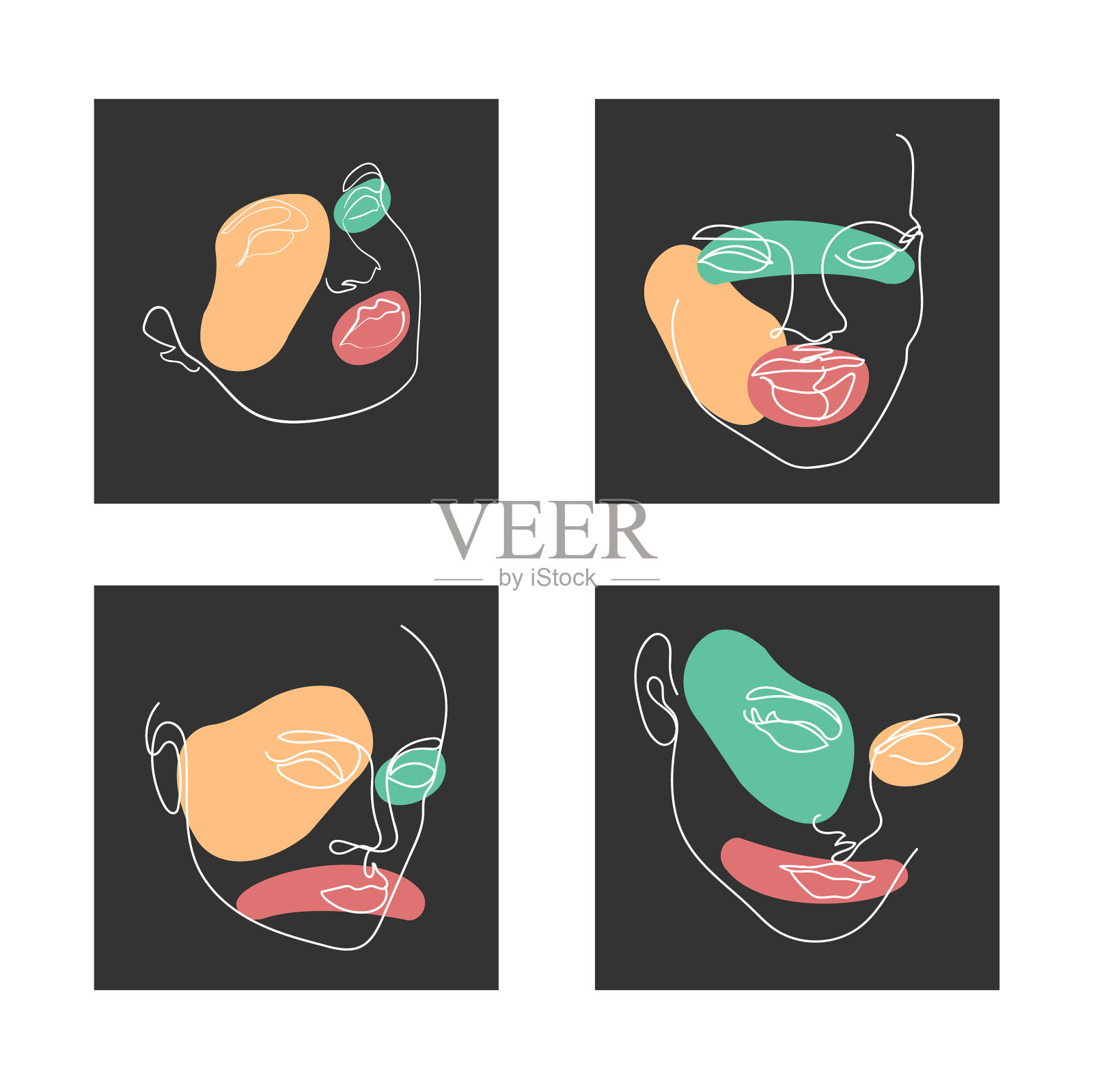 典雅一素描脸系列剪影插画图片素材