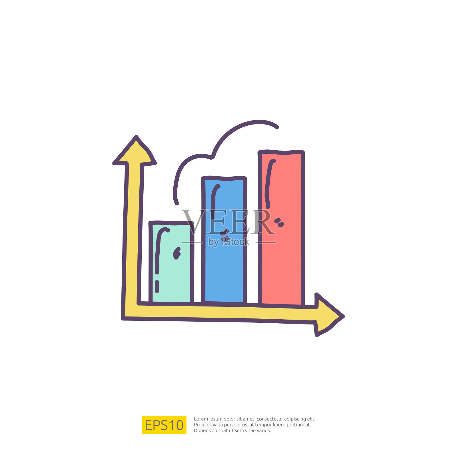 统计科学技术，数字营销和机器学习相关的商业战略说明。数据报告和演示概念涂鸦图标与图形图表文件插画图片素材