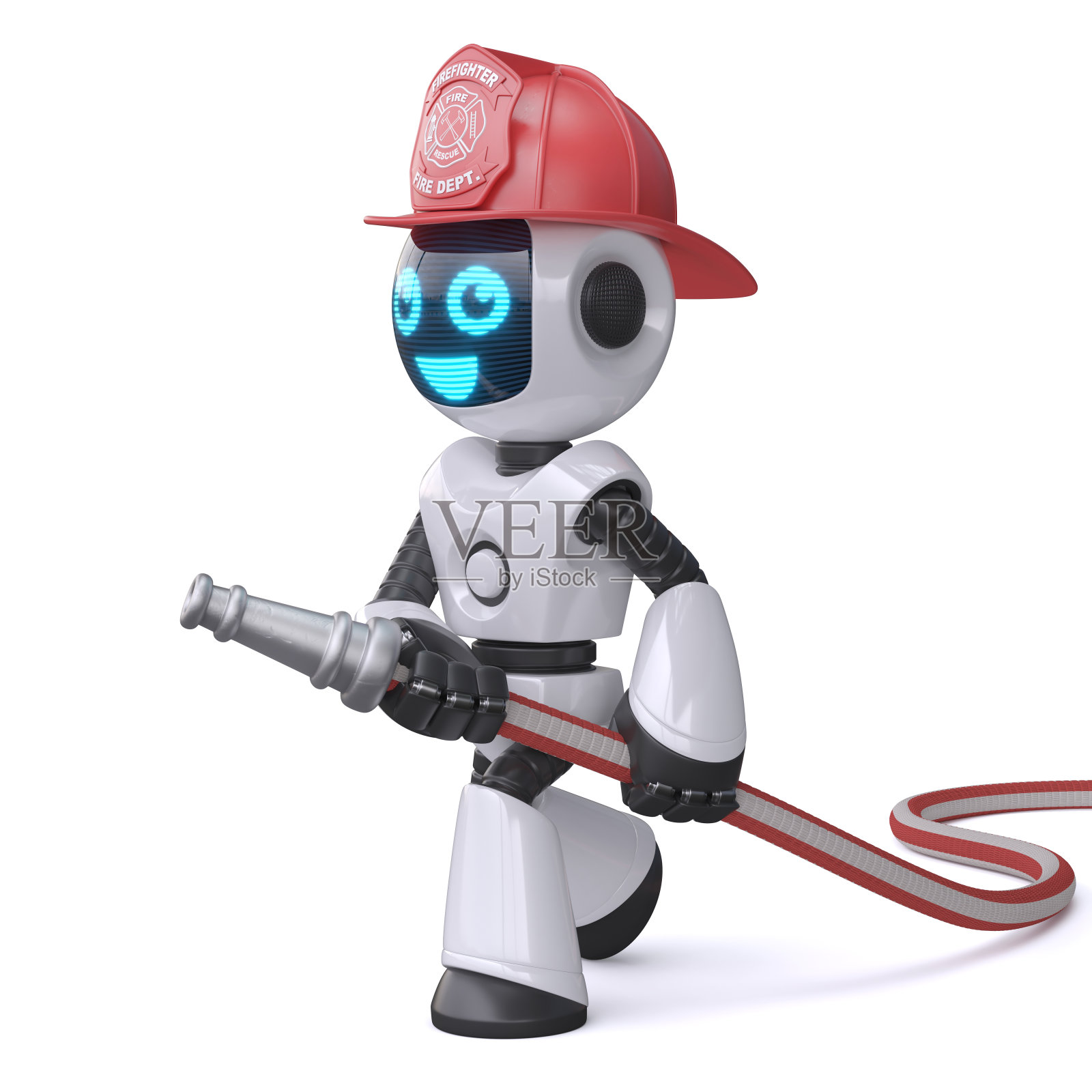 机器人消防队员在白色背景3d渲染照片摄影图片