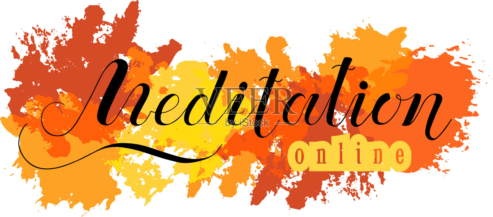 冥想用手写矢量短语。黑色墨水字母孤立在白色的背景。毛笔书法。插画图片素材