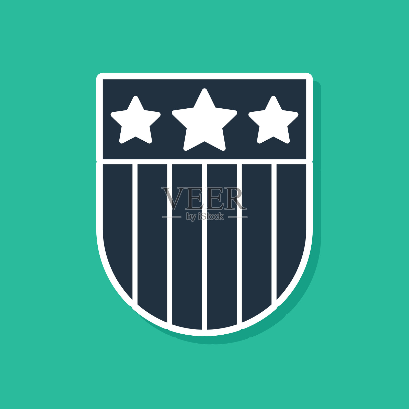 蓝色盾牌与星条旗图标孤立插画图片素材