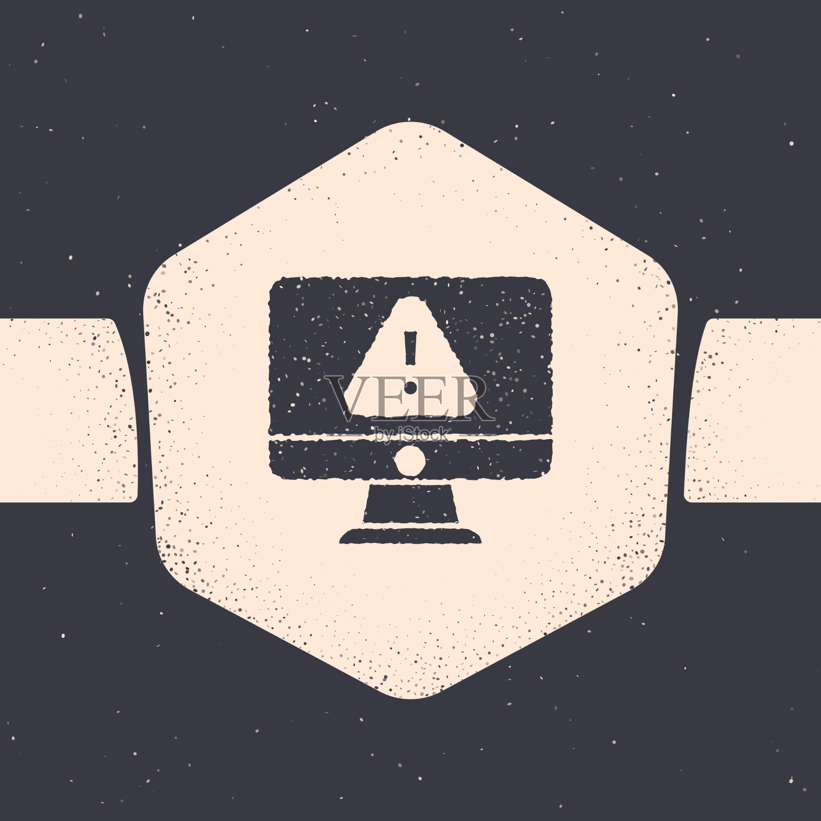 带有感叹号图标的垃圾电脑显示器插画图片素材