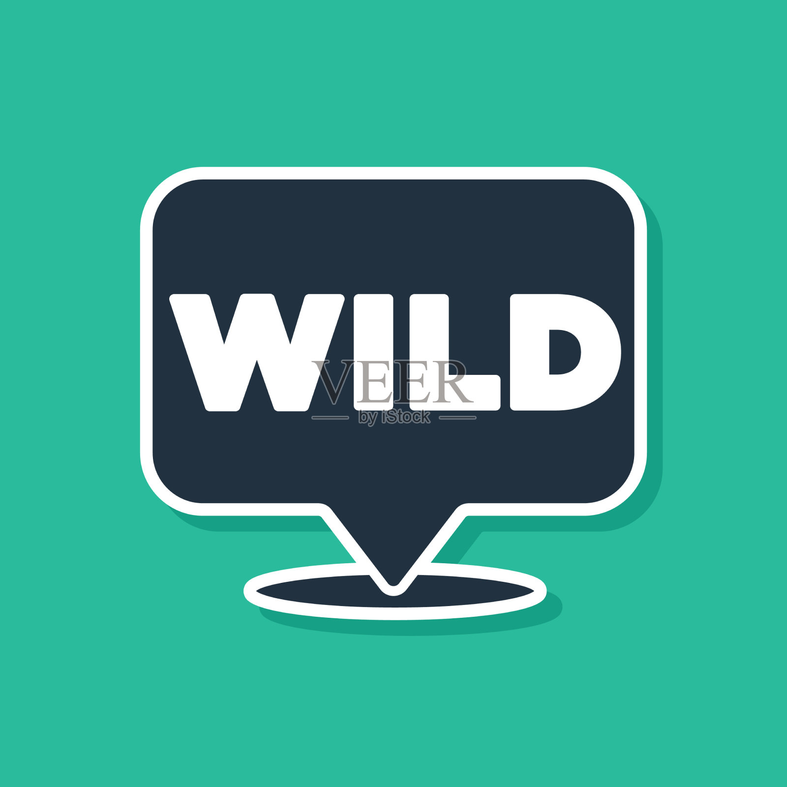 蓝色指针指向狂野西部图标孤立在绿色插画图片素材