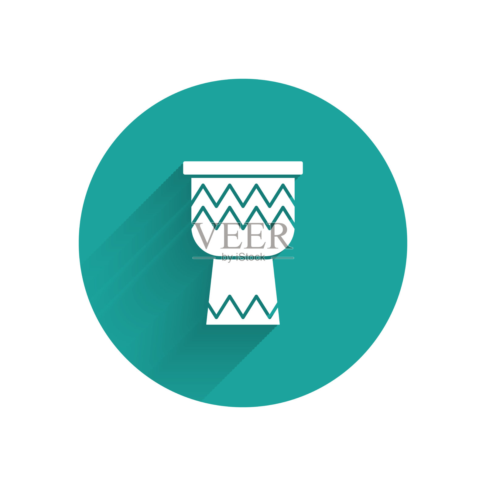 白鼓图标孤立与长影子音乐插画图片素材