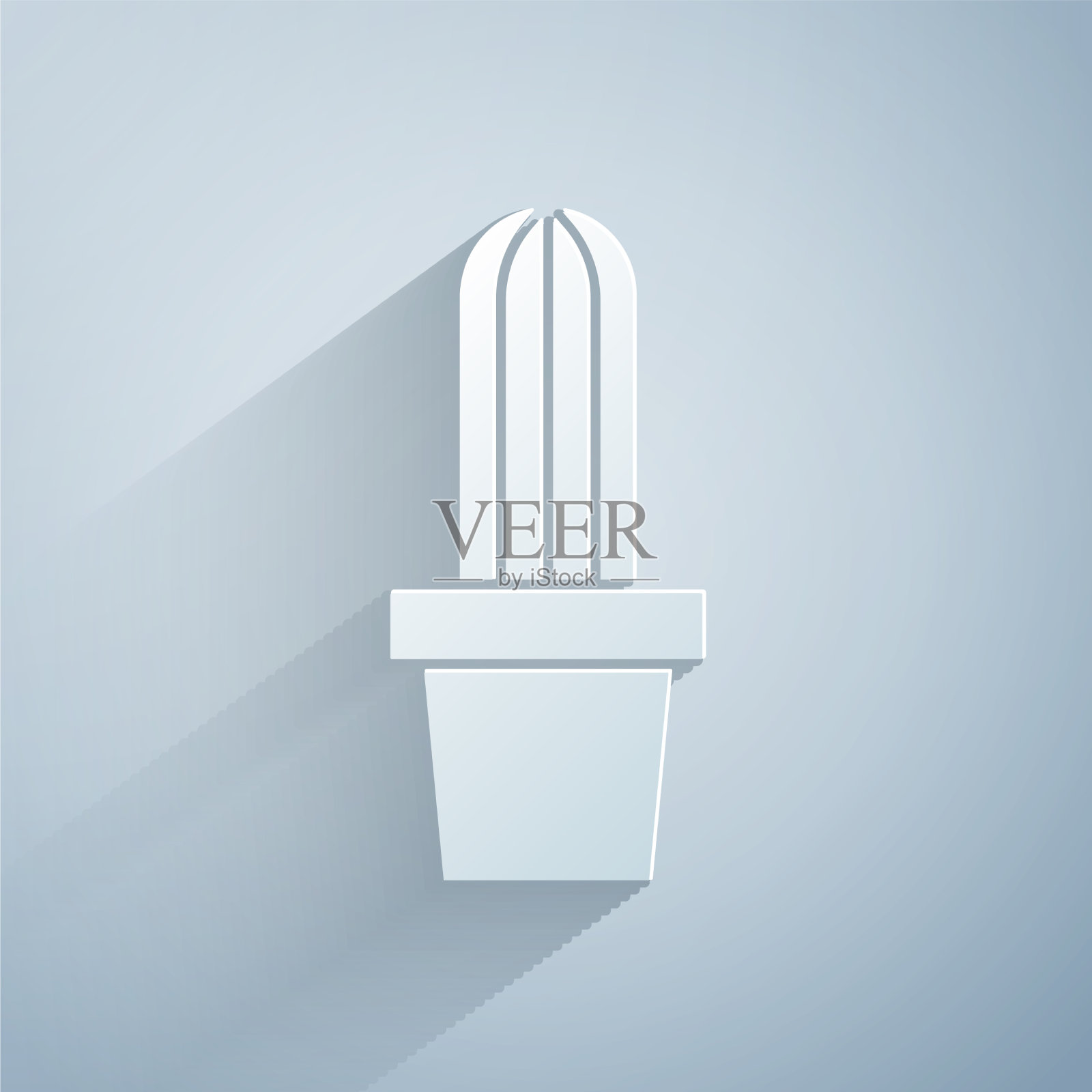 剪纸仙人掌仙人掌仙人掌在花盆图标孤立上插画图片素材