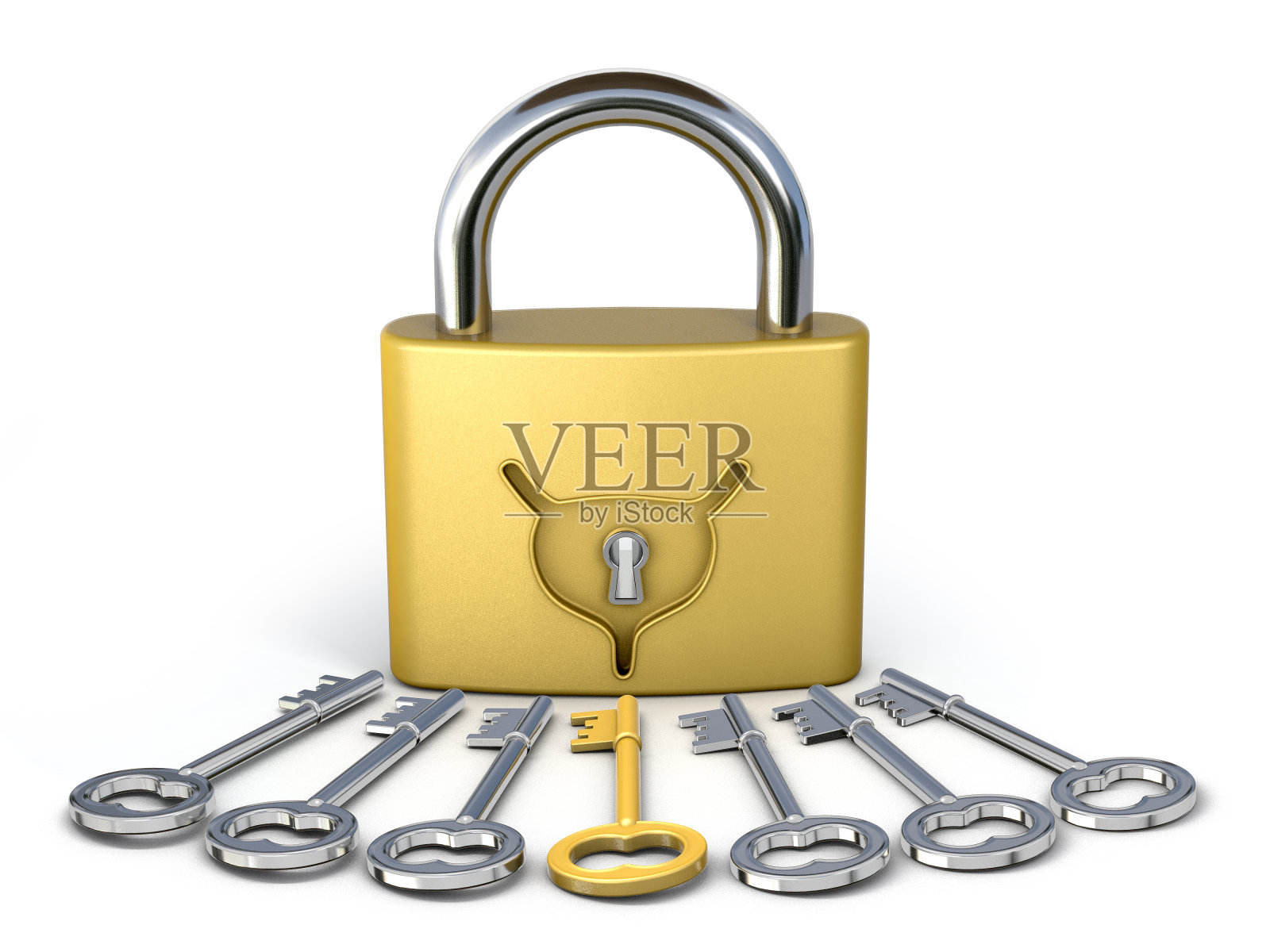 膀胱的形状上的锁与钥匙。3 d演示。照片摄影图片