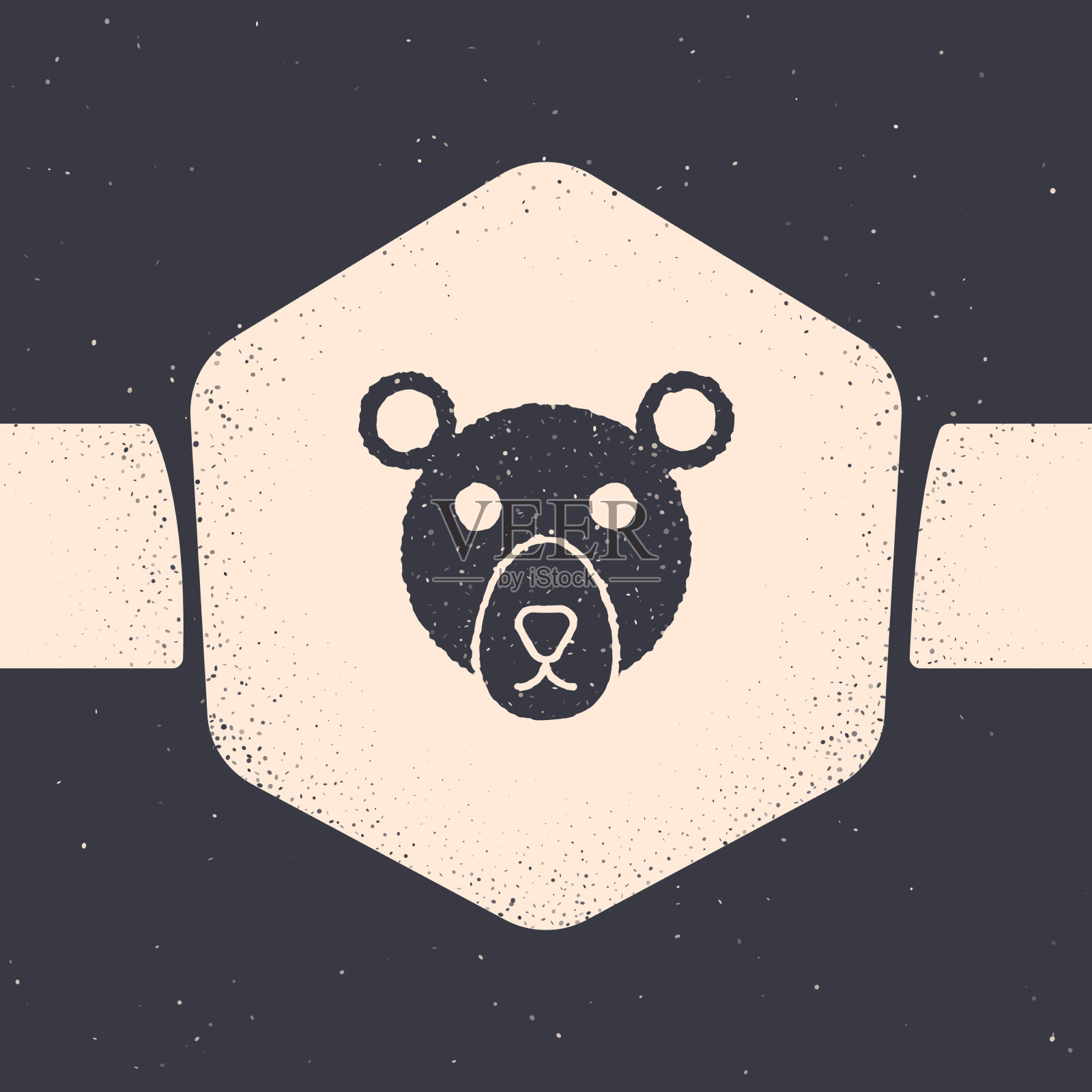 灰熊头图标孤立在灰色背景插画图片素材