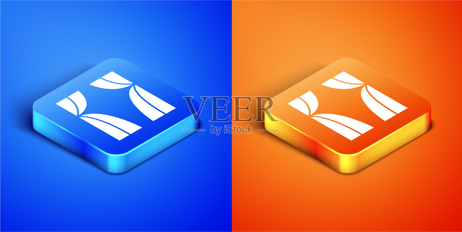 等距马戏幕布升起图标孤立上插画图片素材