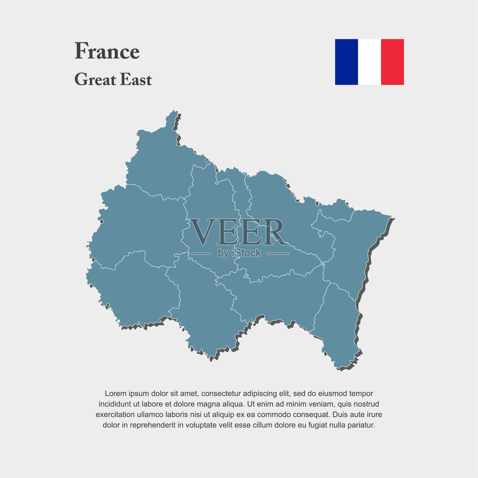 地图大区国家法国，大区东部插画图片素材