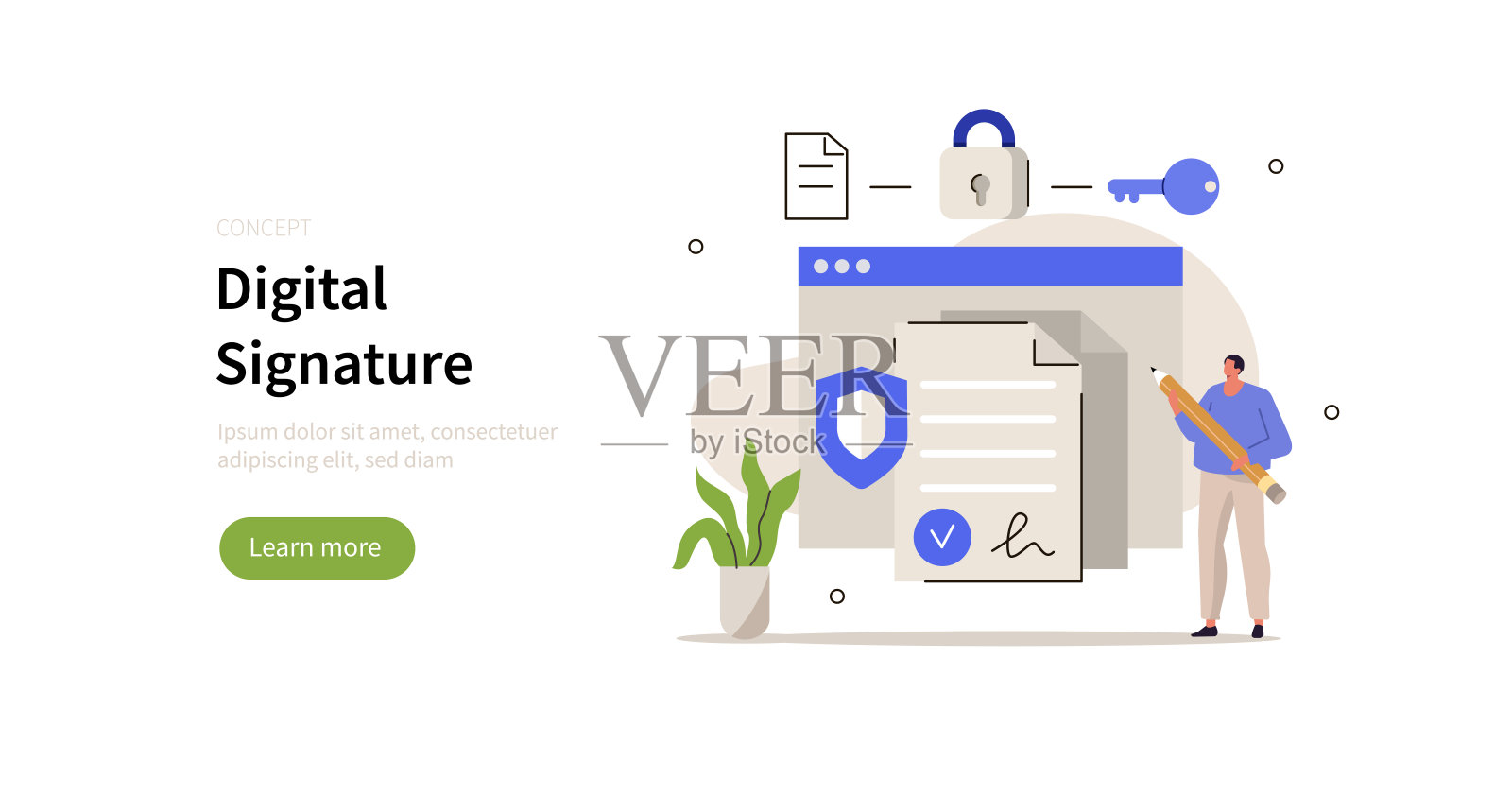 数字签名插画图片素材