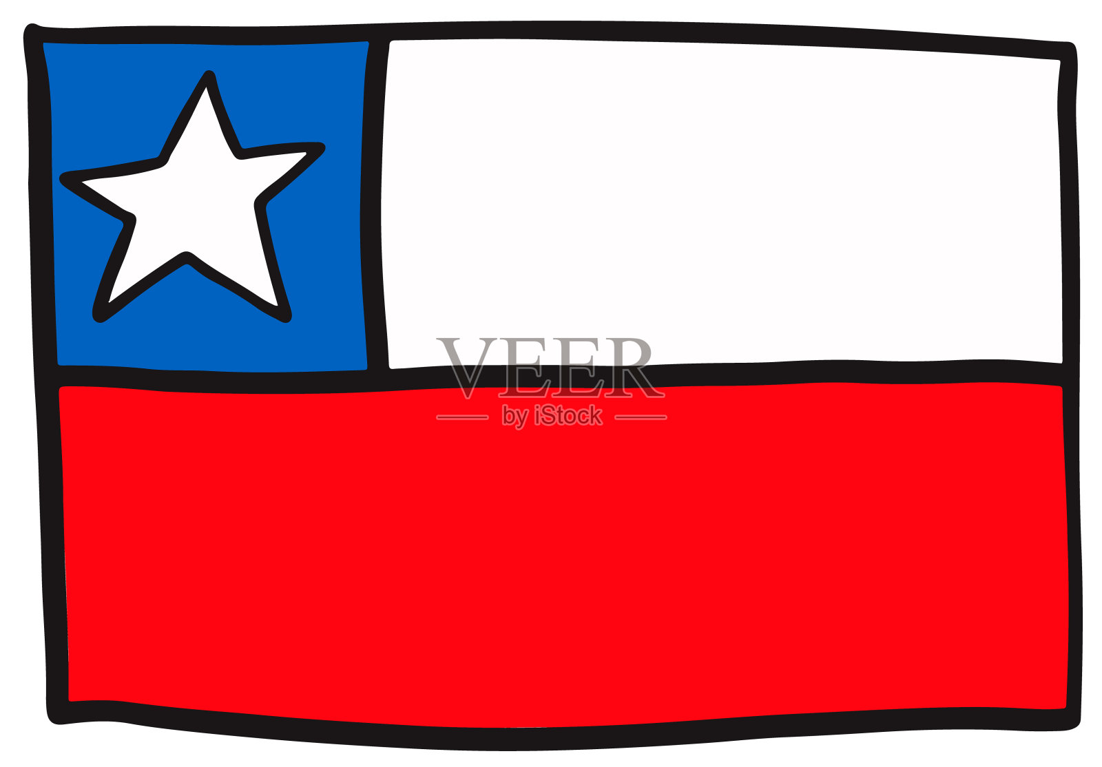 智利国旗涂鸦手绘草图设计元素图片