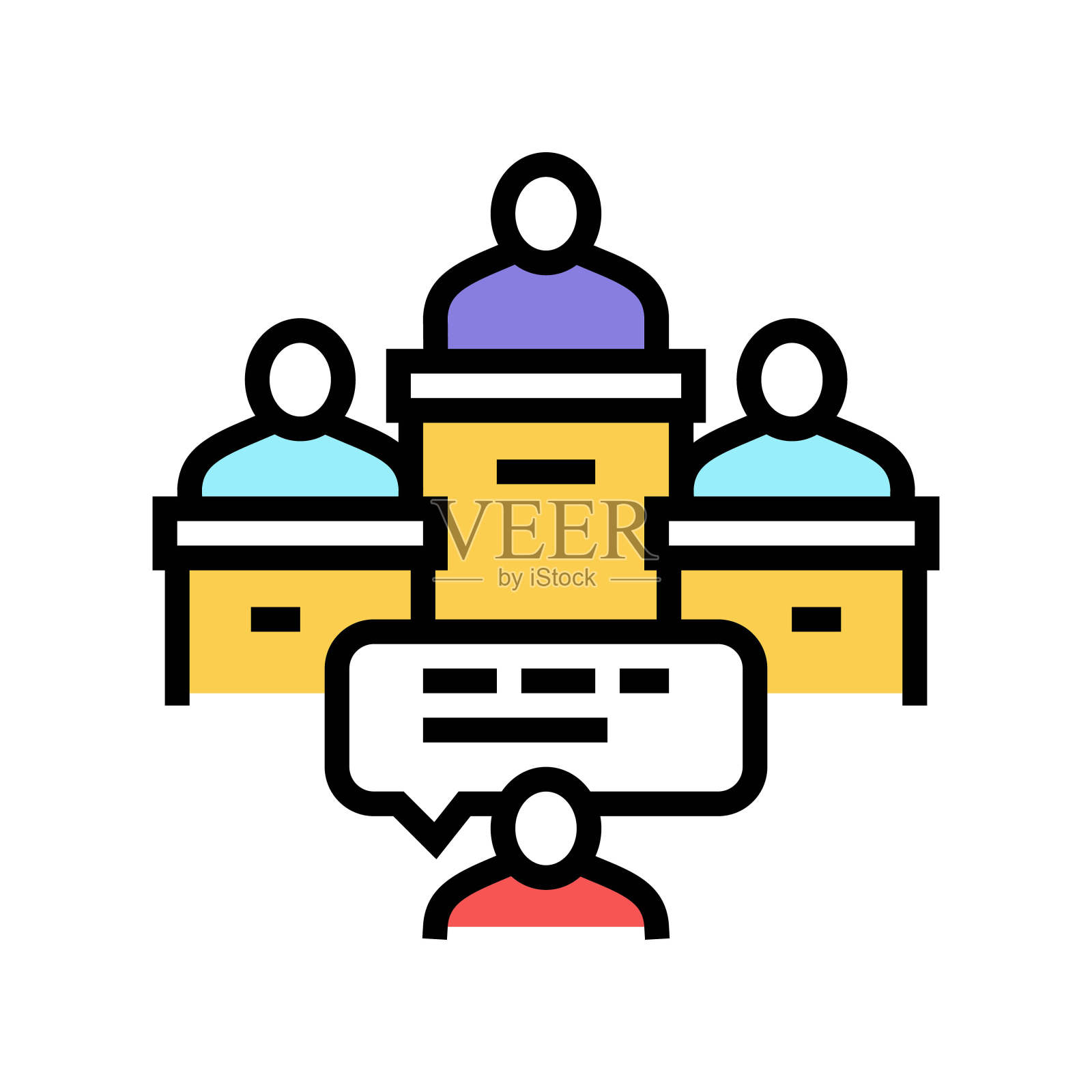 诉讼法律程序彩色图标矢量插图插画图片素材