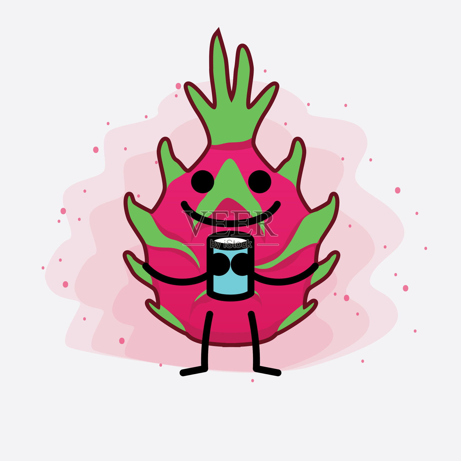 可爱的龙果吉祥物人物插画图片素材