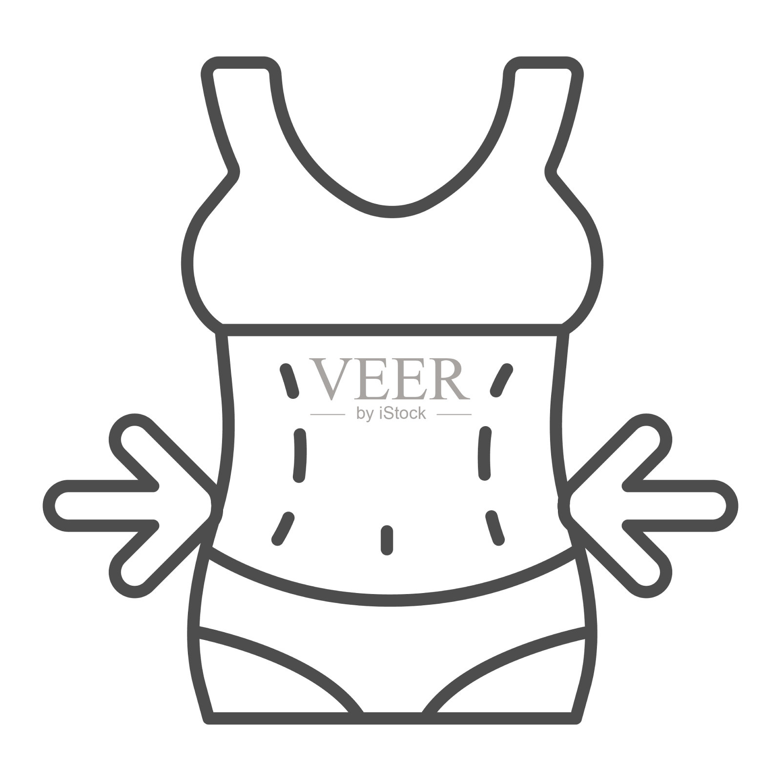 女性腰围用箭头细线标志节食插画图片素材