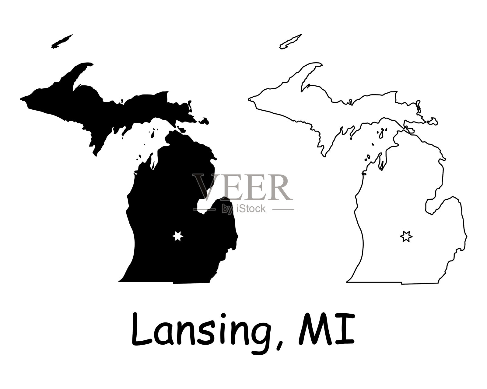 兰辛密歇根州边界美国地图插画图片素材