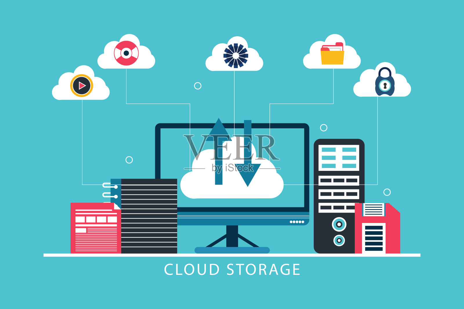 云存储的概念插画图片素材