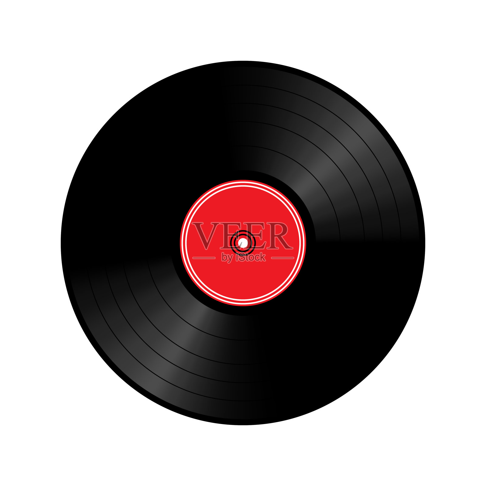 黑胶唱片隔离在白色，3d矢量插图设计元素图片