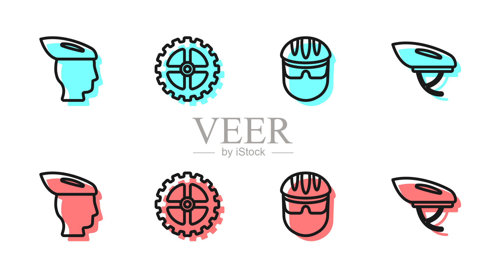 自行车头盔、链轮曲柄图标矢量图图标素材