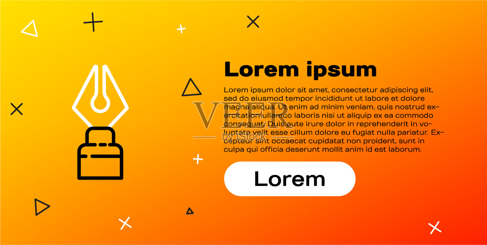 线条钢笔笔尖图标孤立在黄色上插画图片素材