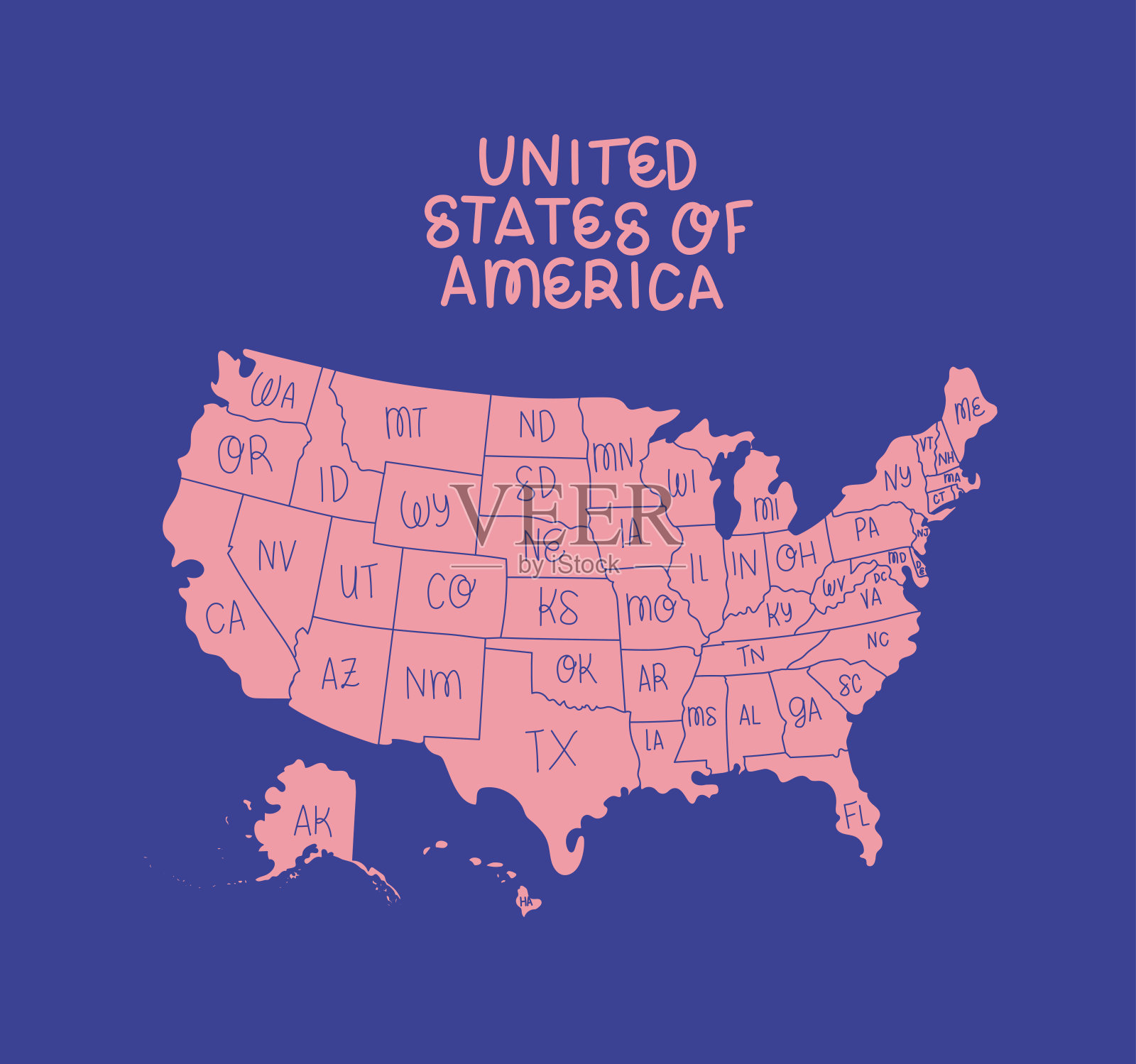 美国地图表示插画图片素材