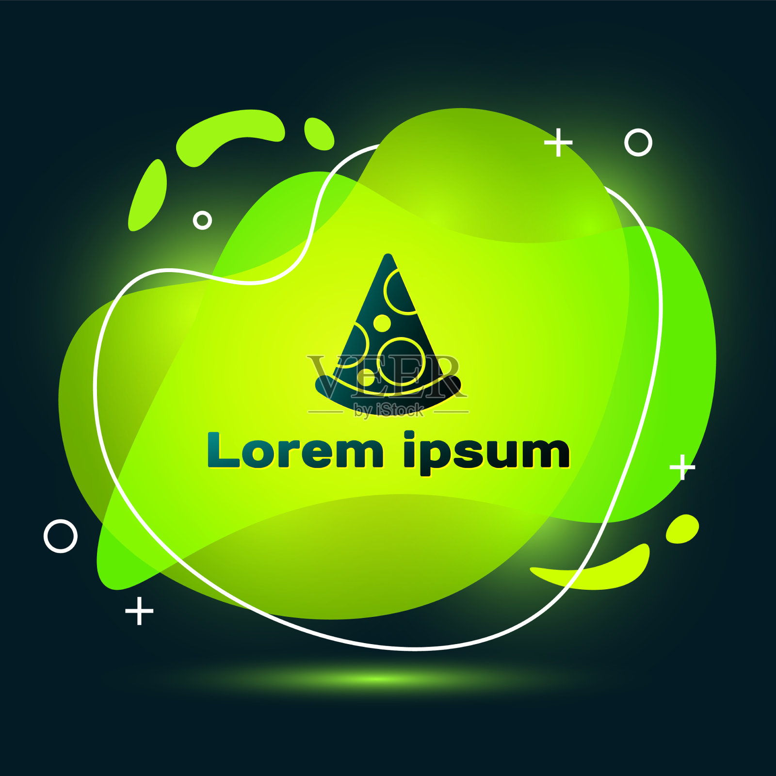 黑色切片披萨图标孤立在黑色插画图片素材