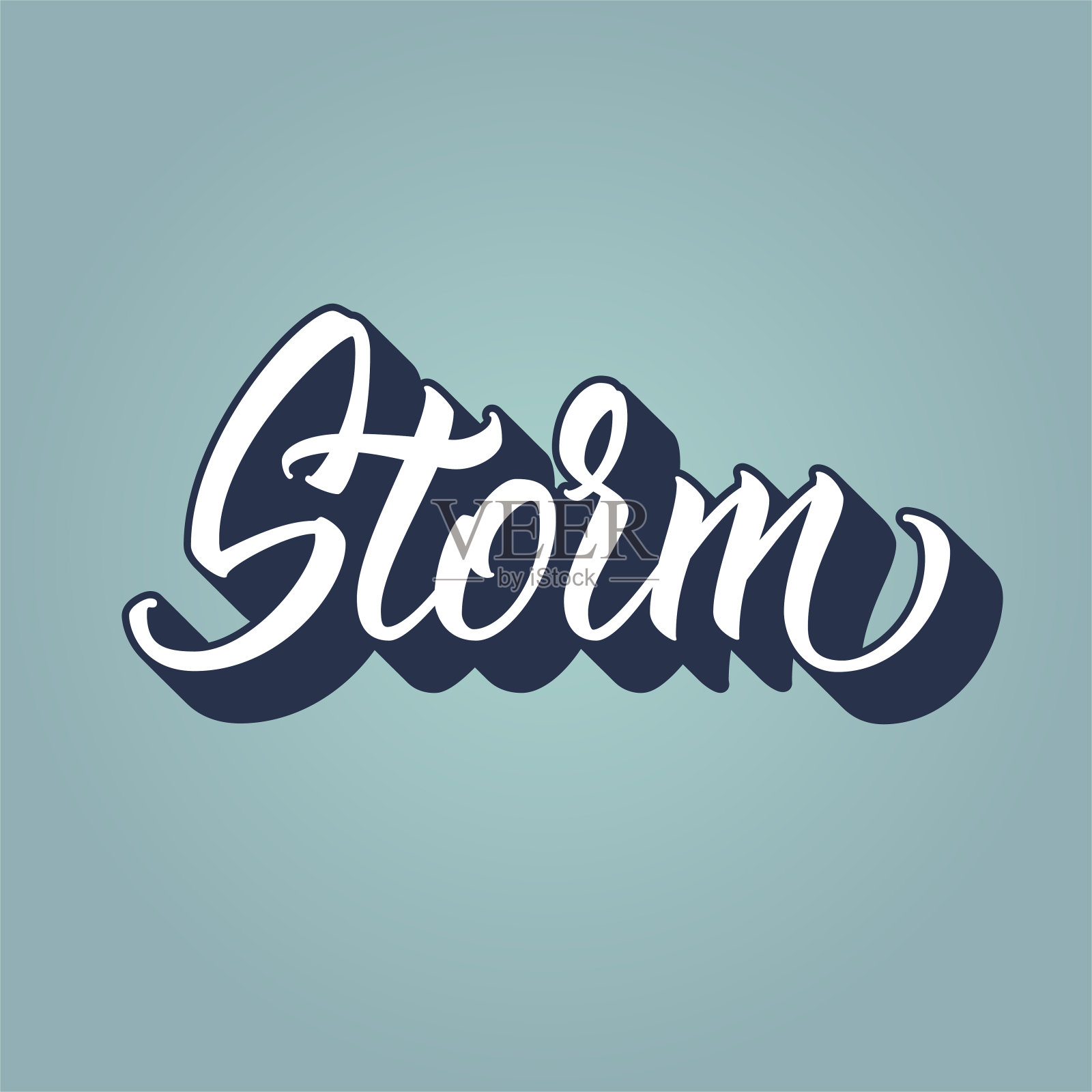 风暴。手绘字母，矢量书法文本。插画图片素材