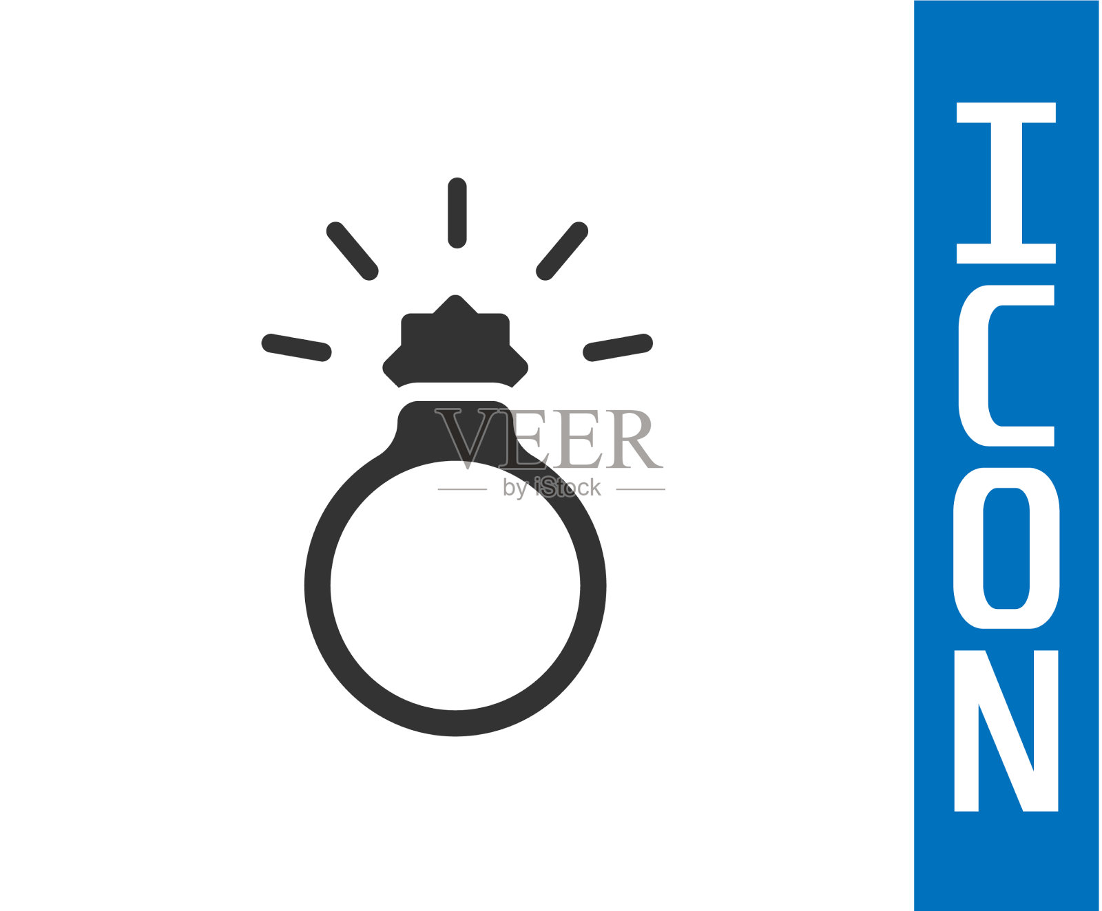 灰色钻石订婚戒指图标孤立插画图片素材