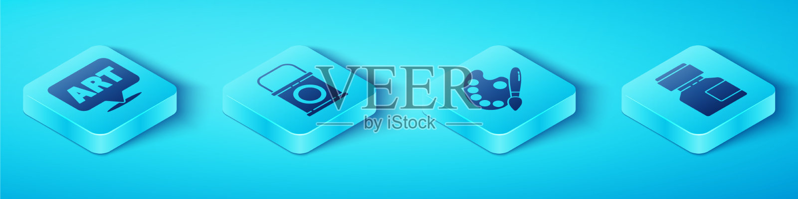 设置文本艺术画的等距语音气泡图标素材