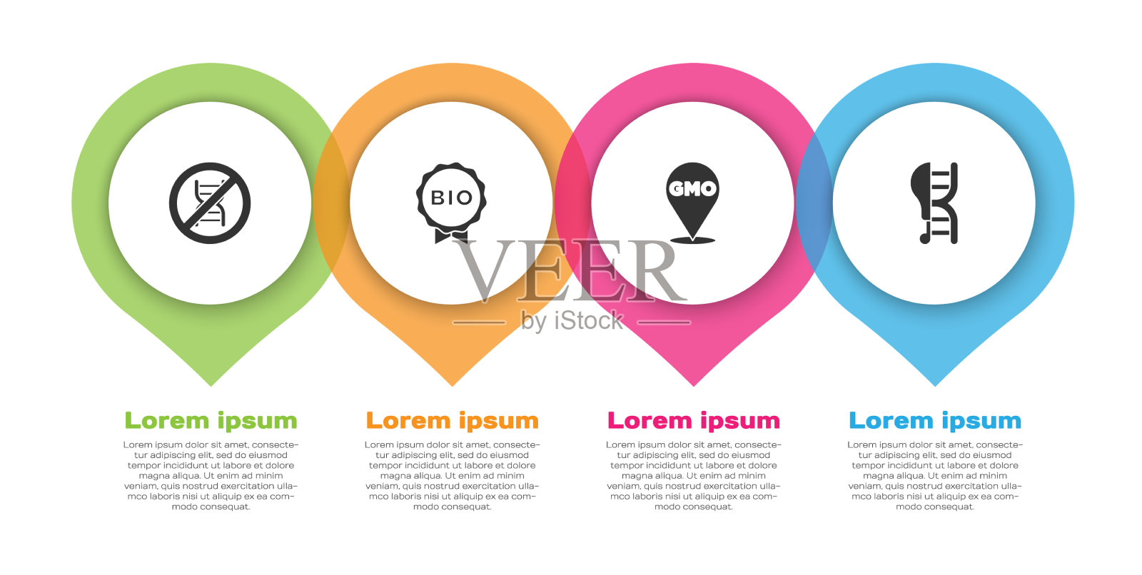 为生物健康食品设置停止转基因标签插画图片素材