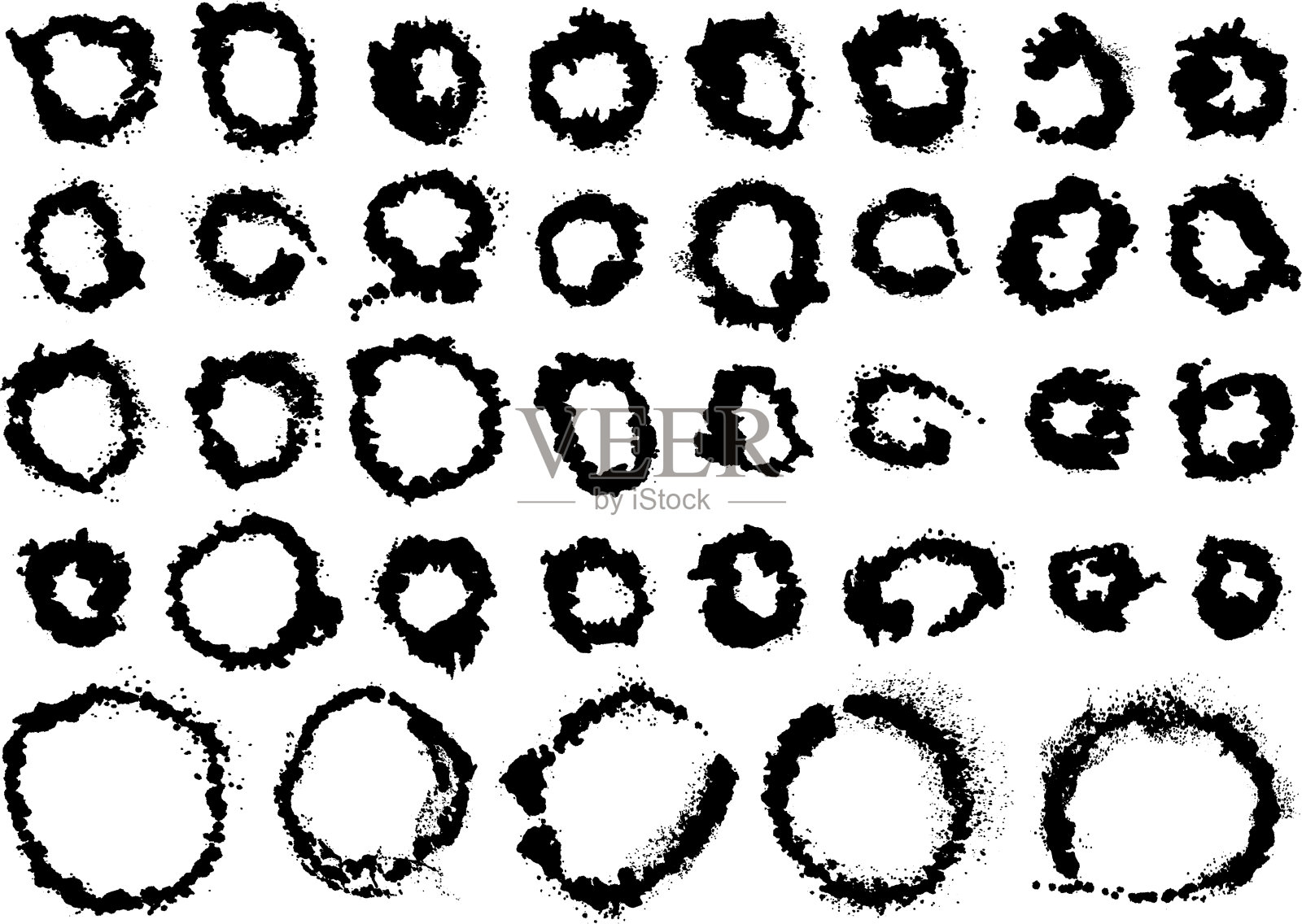 用墨水绘制的圆形材料插画图片素材