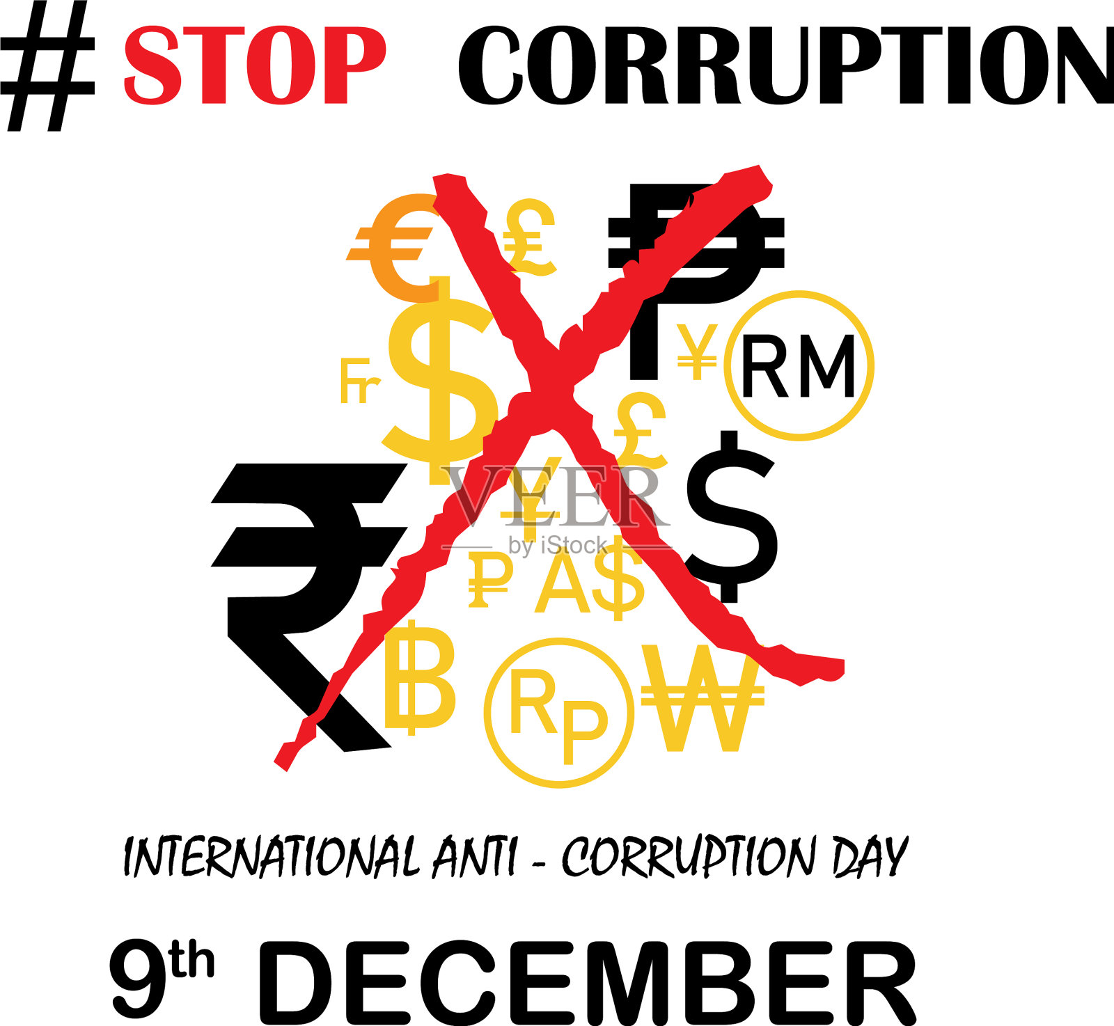 制止腐败和国际反腐败插画图片素材