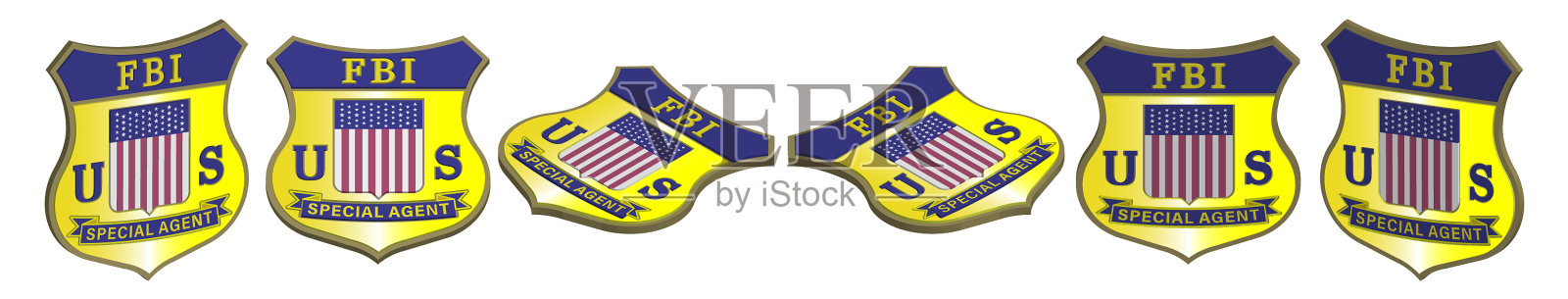 3d设置图标或标志在六个投影联邦调查局插画图片素材