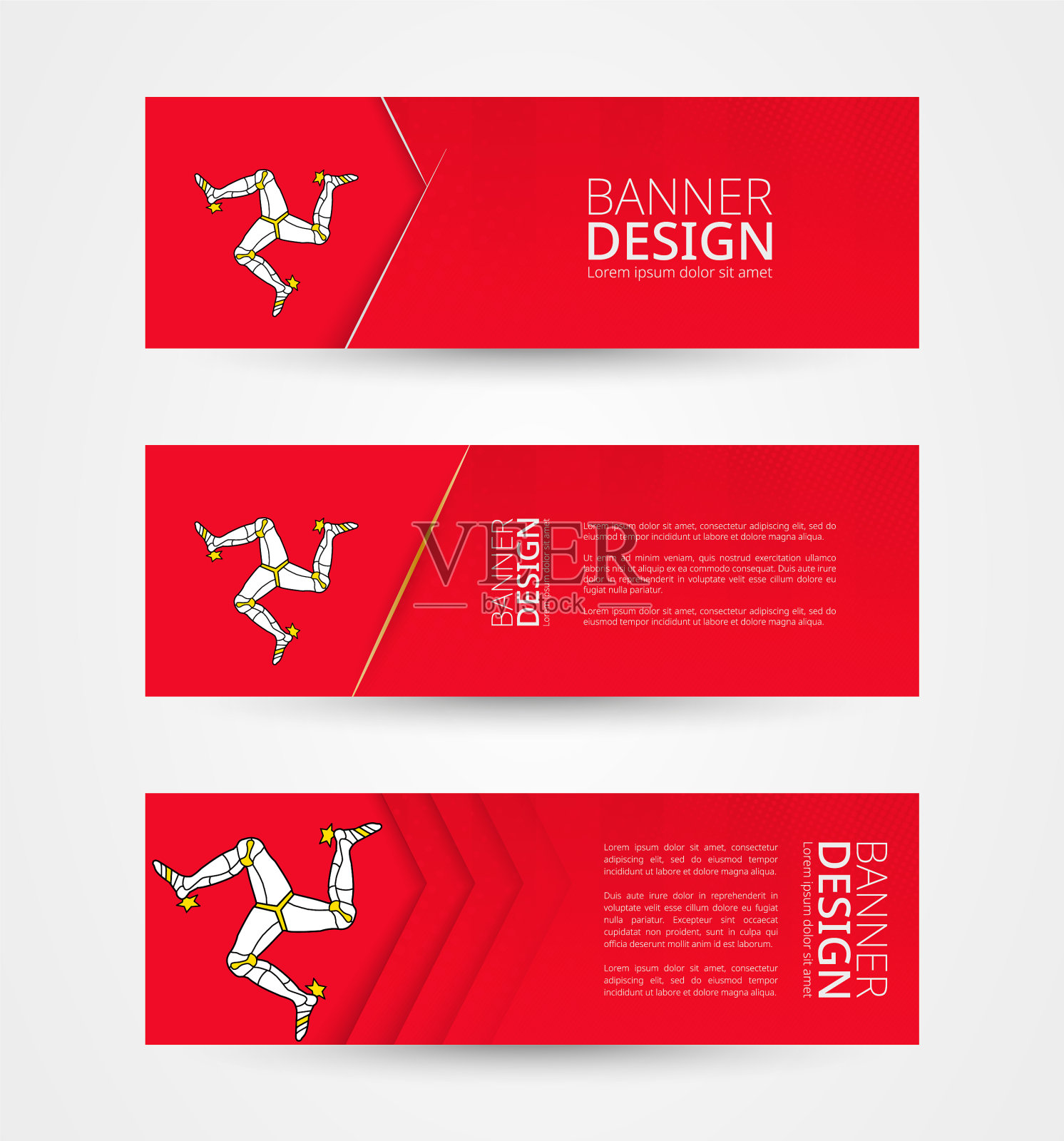 设置三个水平旗帜岛插画图片素材