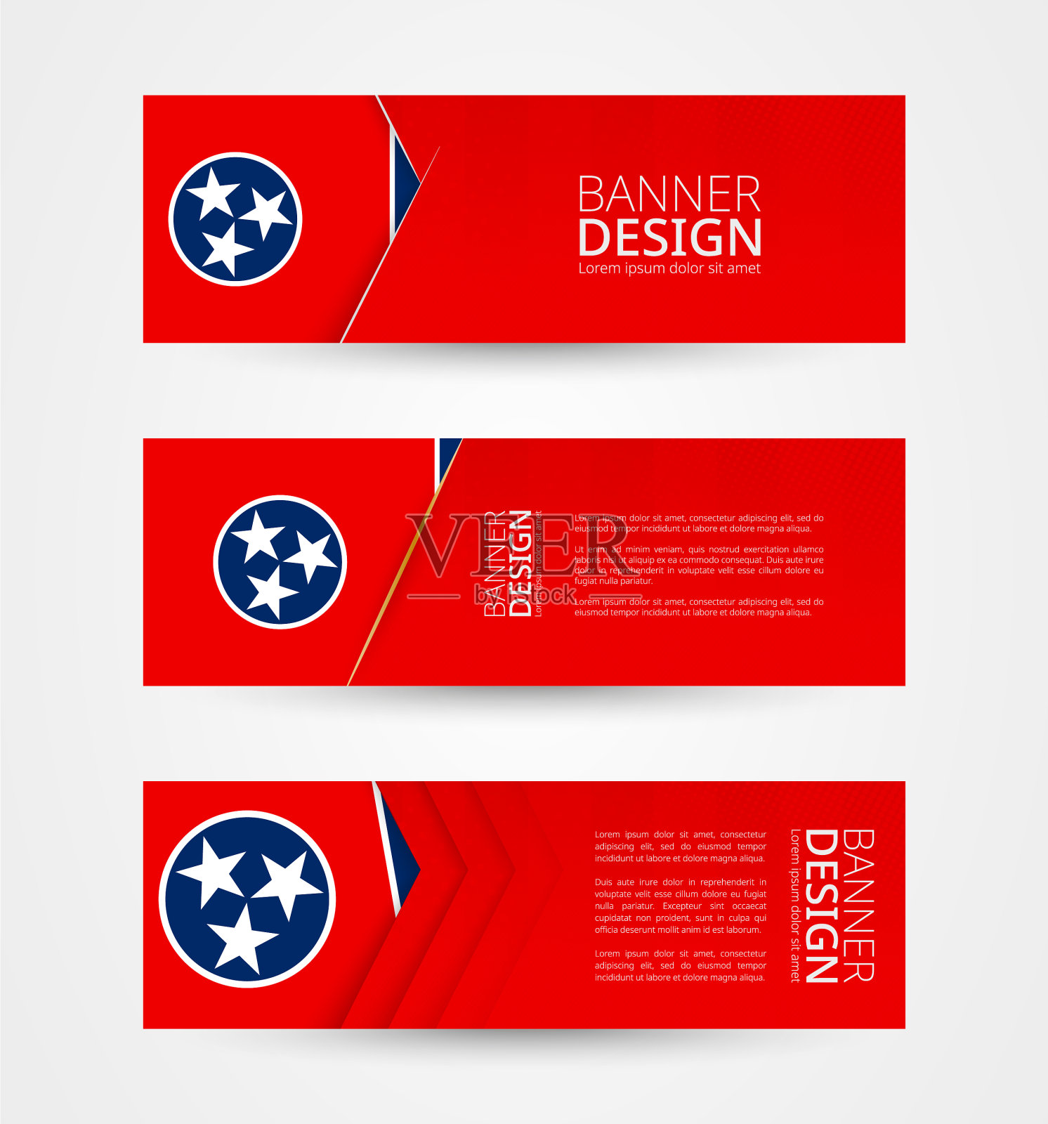 设置三个水平横幅与我们的州插画图片素材