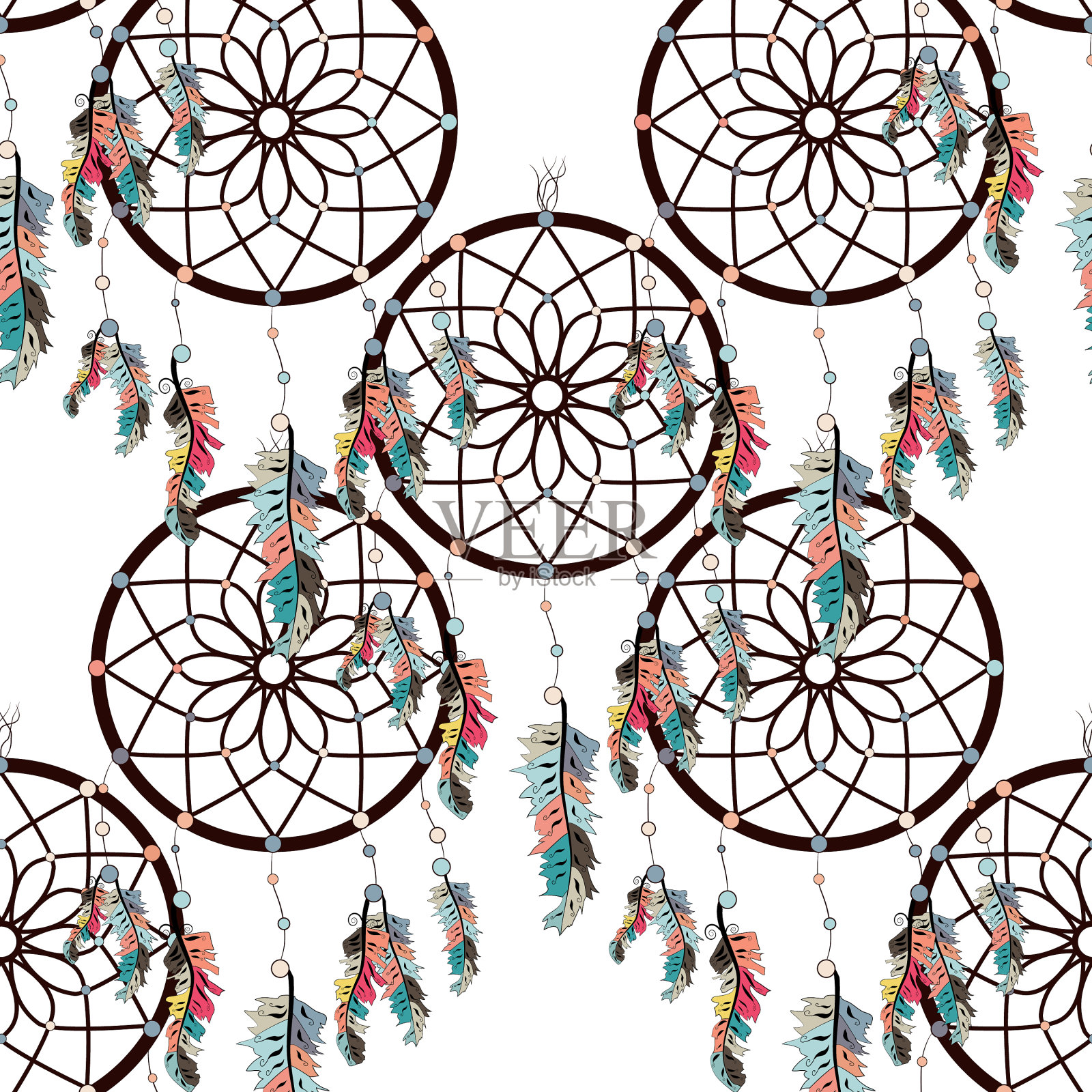 无缝背景复古图案民族涂鸦插画图片素材