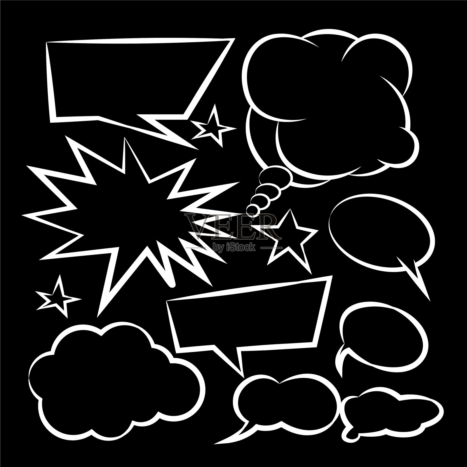 漫画演讲气泡图标收集颜色背景插画图片素材