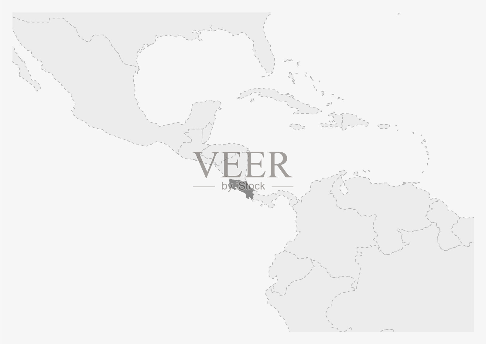 地图美洲与突出的哥斯达黎加地图插画图片素材