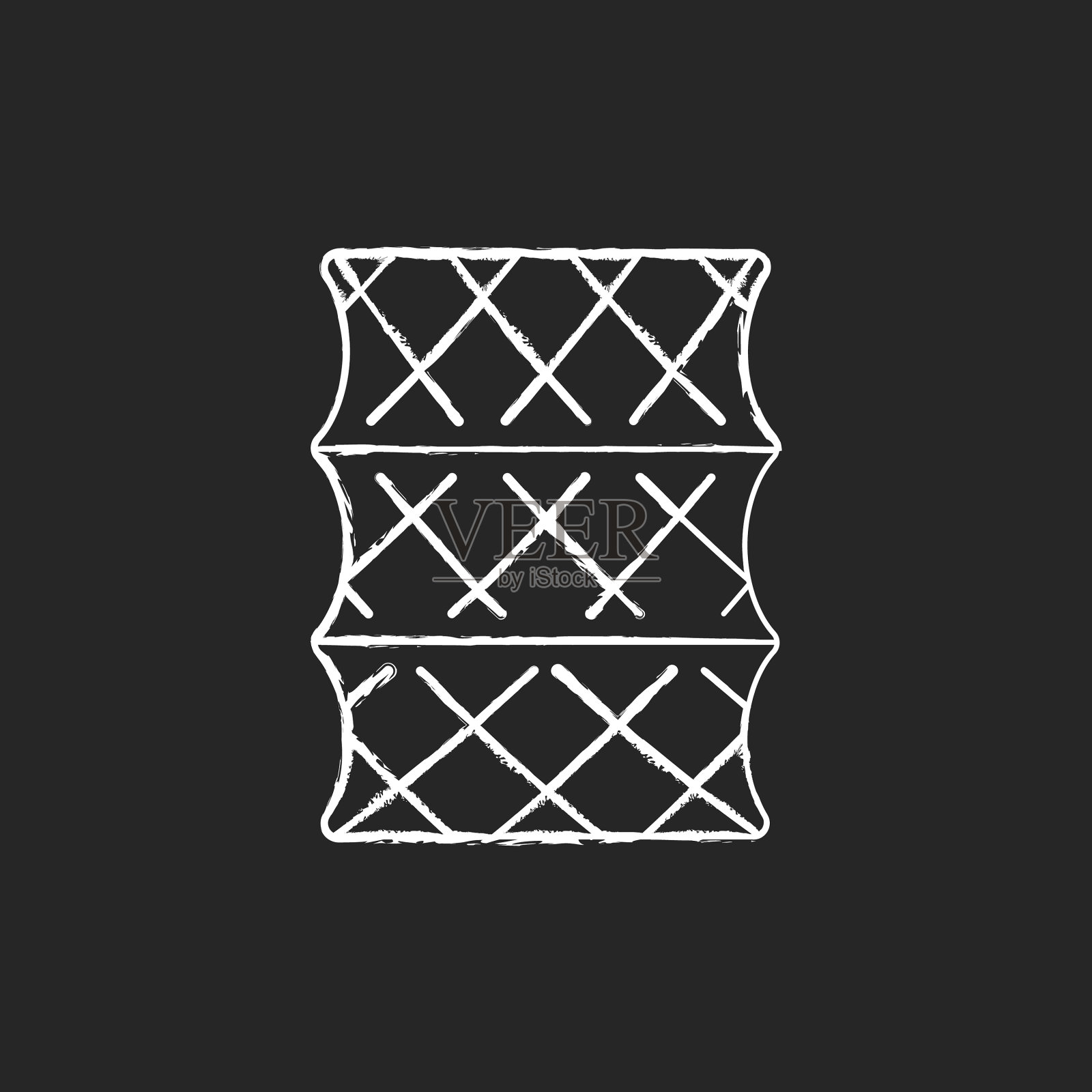 鱼陷阱粉笔白色图标上的黑色背景插画图片素材