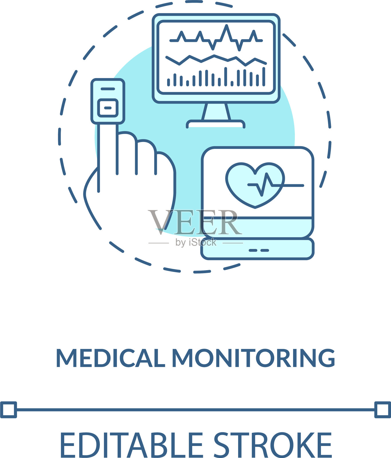 医疗监控概念图标插画图片素材