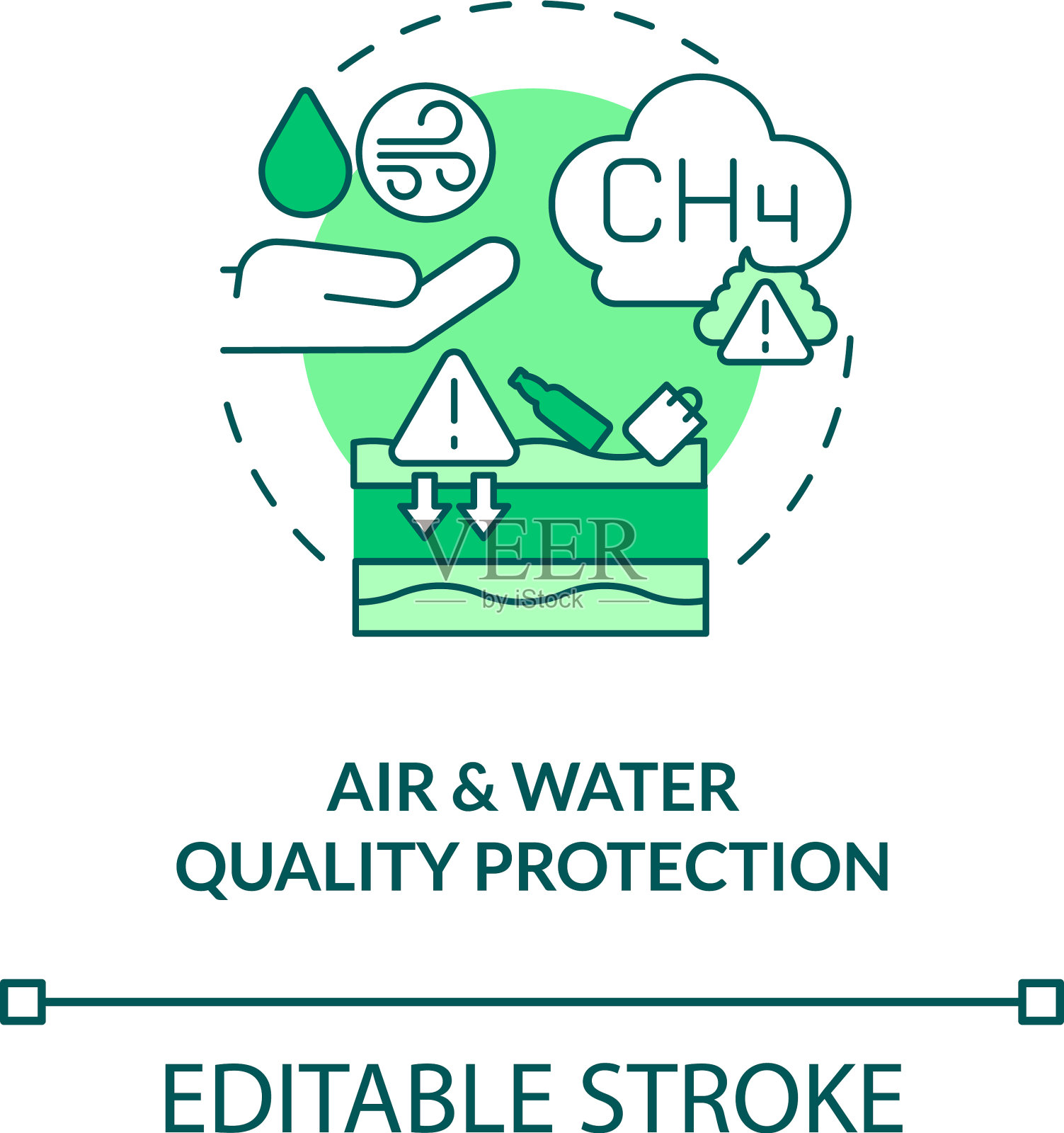 空气和水质保护概念图标插画图片素材