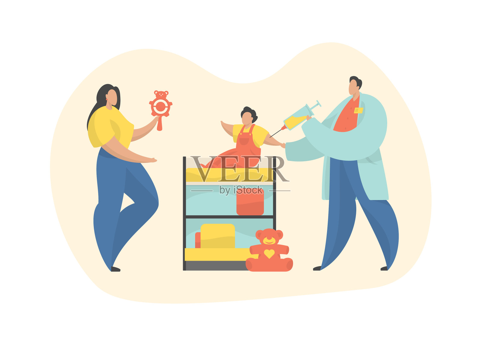 医生正在给宝宝打针设计元素图片