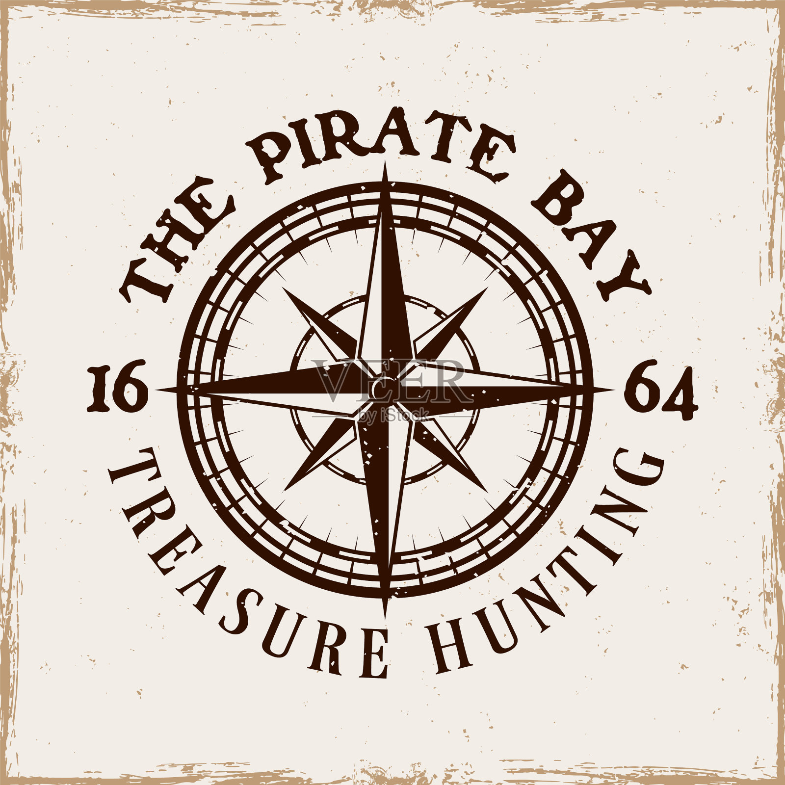 海盗标志与罗盘风上升插画图片素材