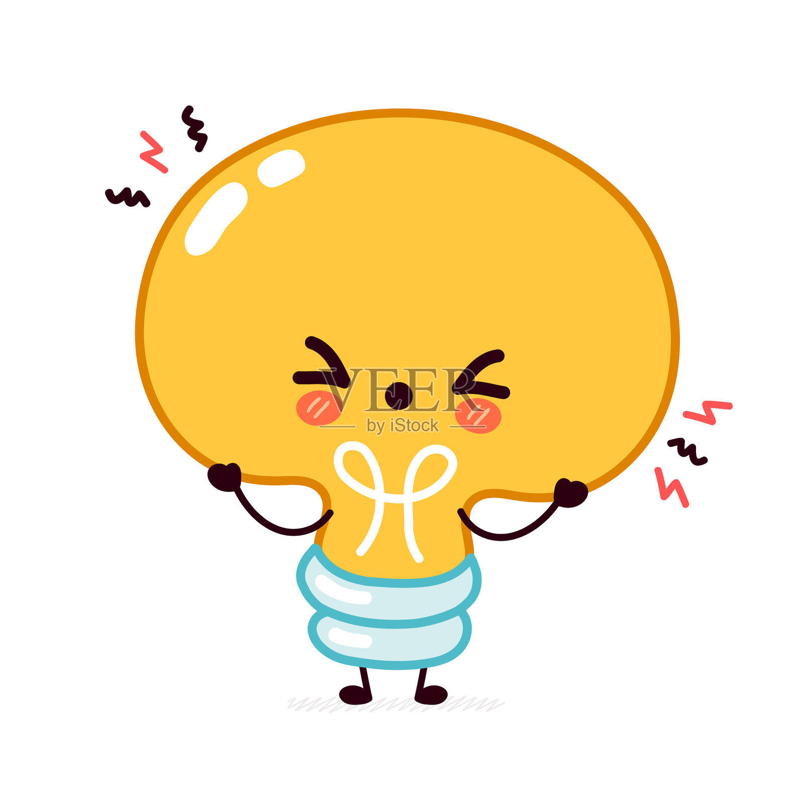 可爱搞笑的灯泡性格扁平设计元素图片